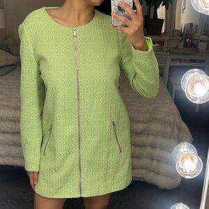 Elegant Lime and Gray Long Sleeve Duster Jacket size 14 used in great condition